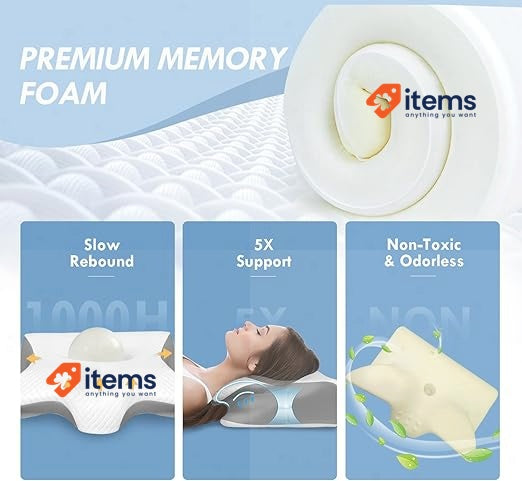 AFNGWWIN Cervical & Neck Pillow Orthopedic Memory Foam Pillow 60x40x11/13cm