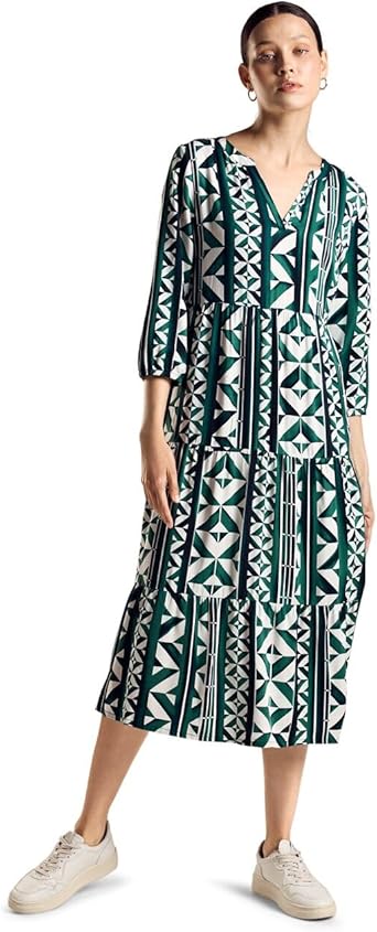 Street One A143971 Midi Printed Dress, Women's, Cool Vintage Green, 42