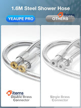 YEAUPE PRO Shower Head with Hose 1.6 m High Pressure Anti-Limescale Shower Head