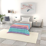 Italian Bed Linen BASIC Printed Summer Quilt, Microfibre, Rainbow, Queen