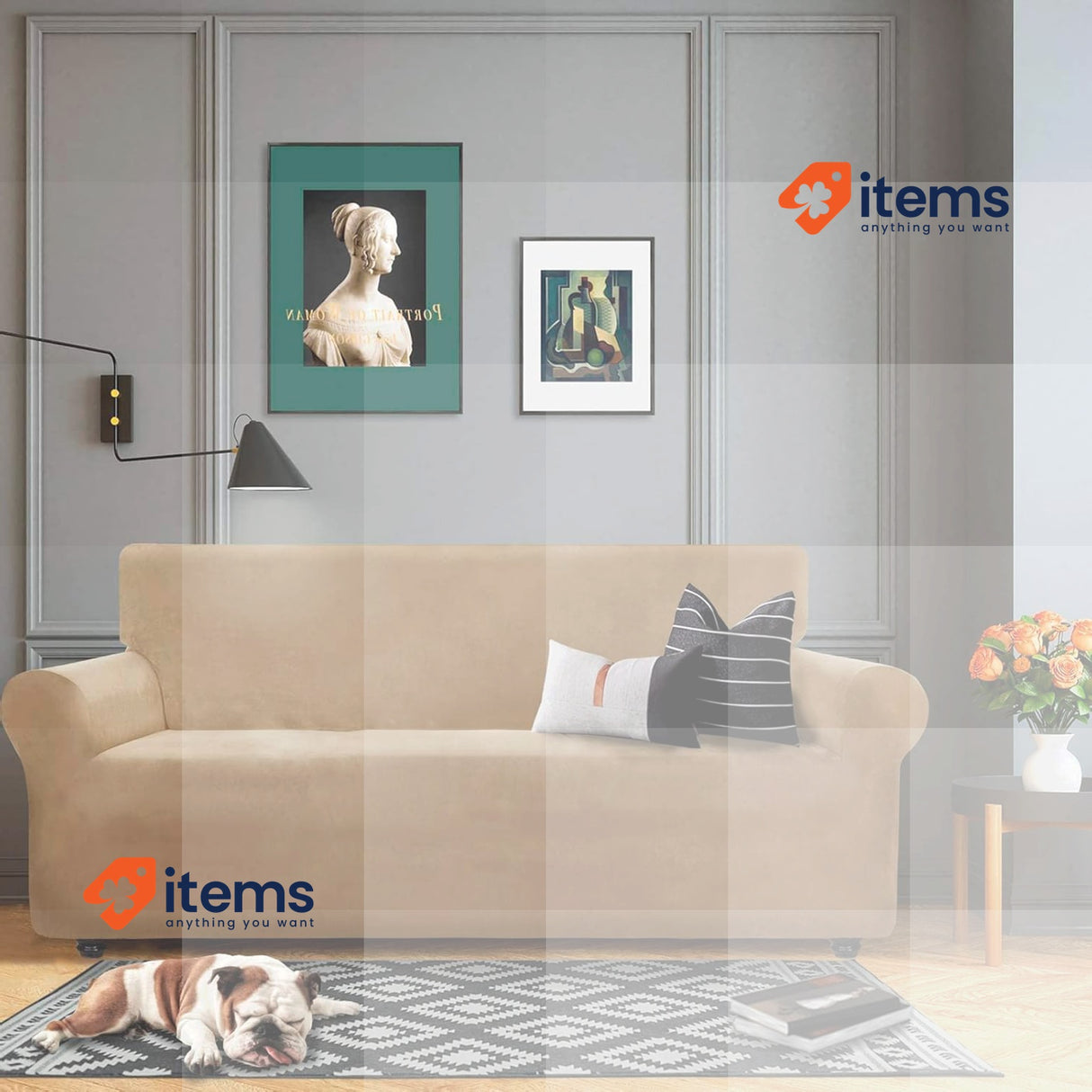 CHELZEN Velvet Sofa Covers 3 Seater Sofa Covers Thick Stretch Sofa Cover Camel