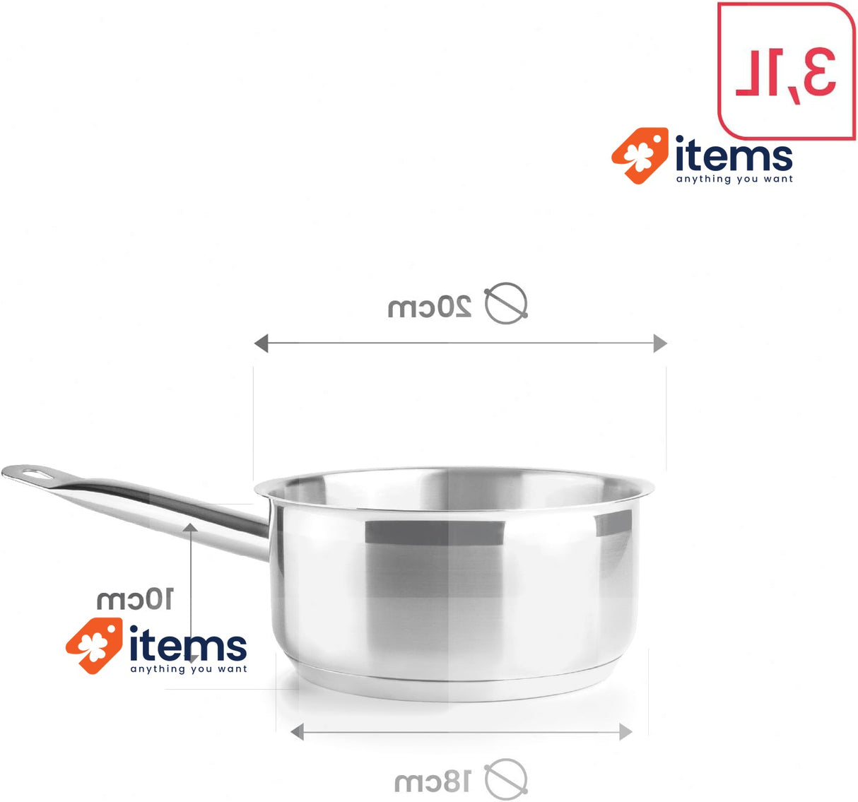 IBILI 607620 20cm Stainless Steel Saucepan 18/10 Suitable for Induction