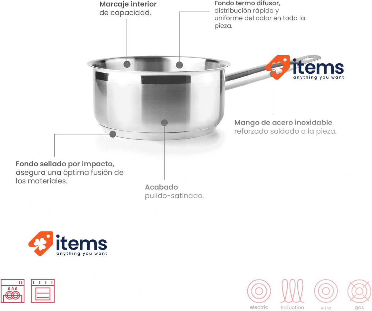 IBILI 607620 20cm Stainless Steel Saucepan 18/10 Suitable for Induction