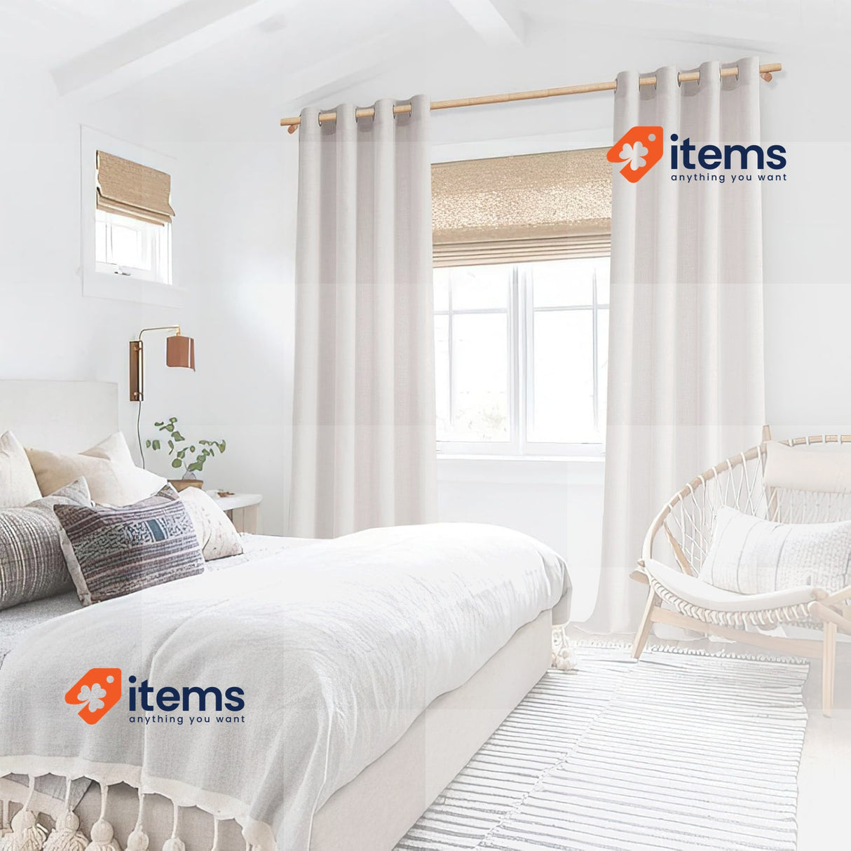 MRTREES 2 Pack 140 x 200 cm Natural Linen Transparent Curtains White Living Room