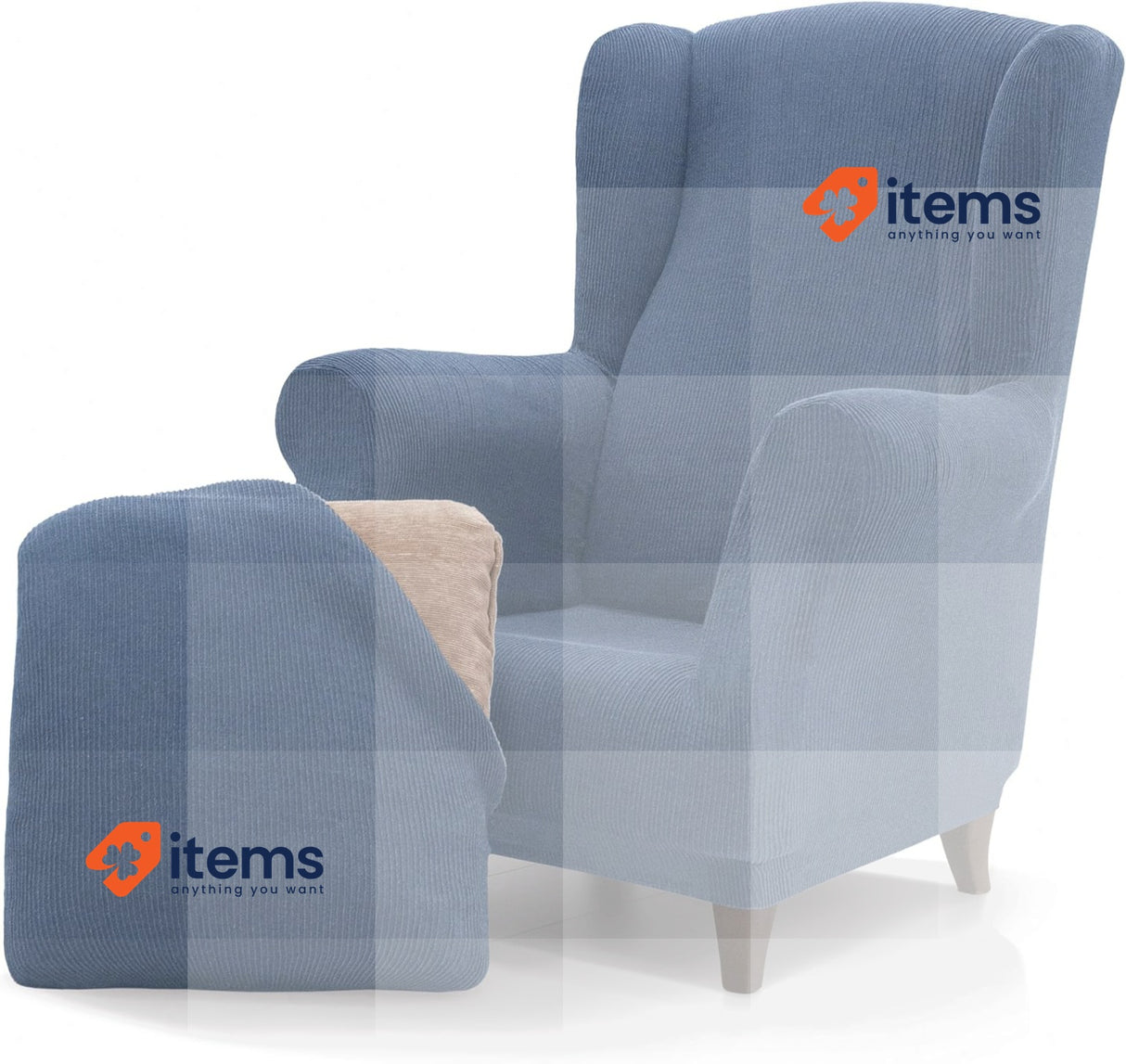 FAVERTI® Elastic Earmuff Armchair Cover from 70 to 100 cm, Light Blue Quality