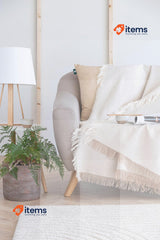 Todocama Multipurpose Sofa Quilt Foulard Blanket 180 x 260 cm, Sand Beige Plaid