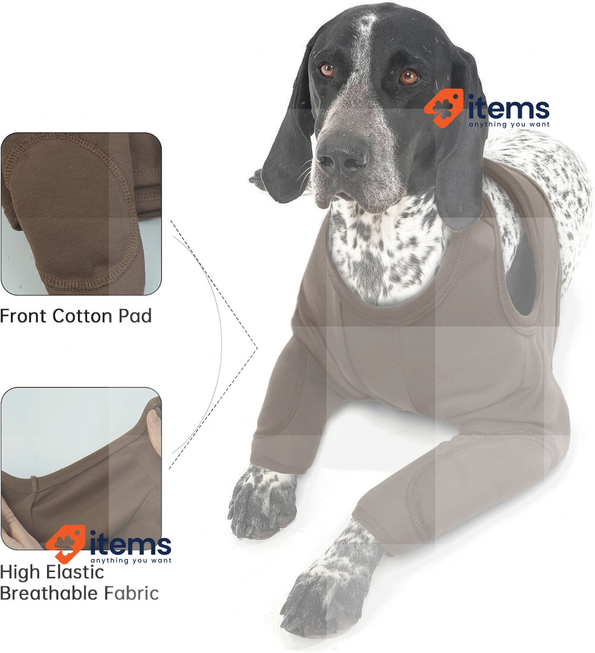 PUMYPOREITY Dog Recovery Sleeve Front Legs Prevent Licking Wounds Brown, L Elbow