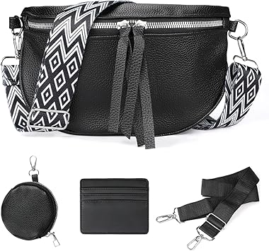 Kiiwah Women's Elegant Leather Waist Bag Waist Bag Black