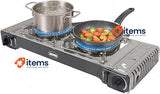 Amig Camp02, Camping Gas Stove With 2 X Burners And Gril Pan, 2.2 Kw Power Iron