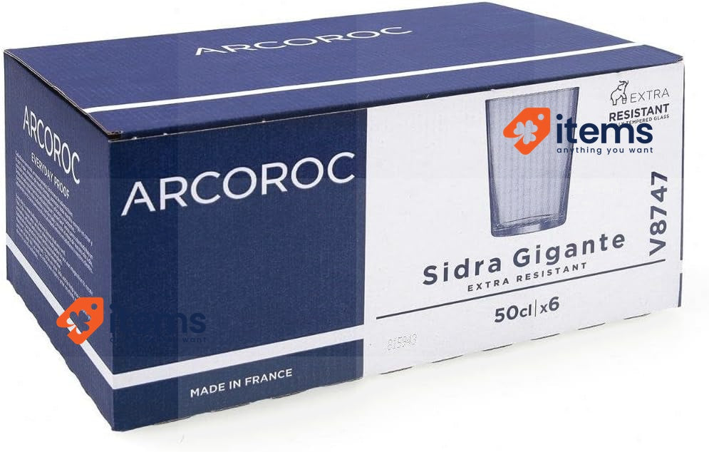 Arcoroc Sidra ECO Tall Glass, Transparent Set Of 6 <p>Made in France, easy to