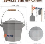 BRIAN & DANY Ash Bucket with Lid, 5L Fireplace Ash Bucket with Shovel and Broom