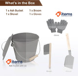 BRIAN & DANY Ash Bucket with Lid, 5L Fireplace Ash Bucket with Shovel and Broom
