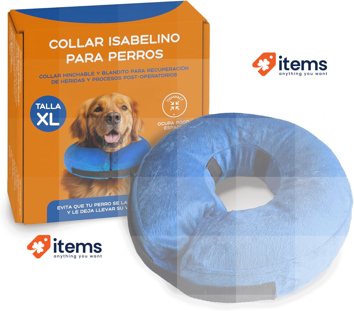 Mablik Isabelino Dog Collar Size L, Blue, Inflatable 30-45 cm Mablik® Wound Post