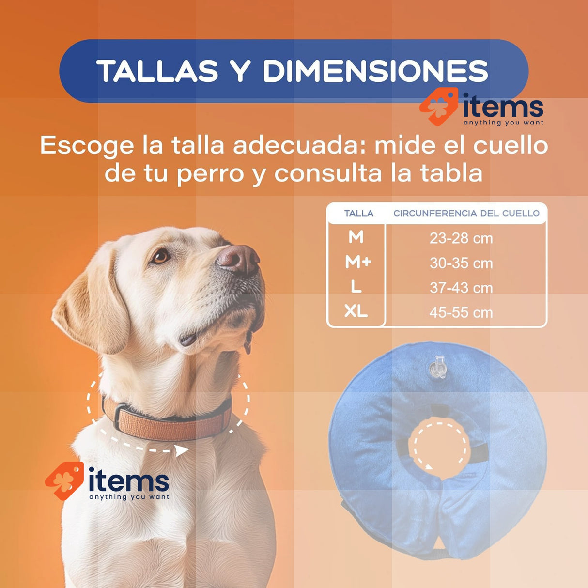 Mablik Isabelino Dog Collar Size L, Blue, Inflatable 30-45 cm Mablik® Wound Post