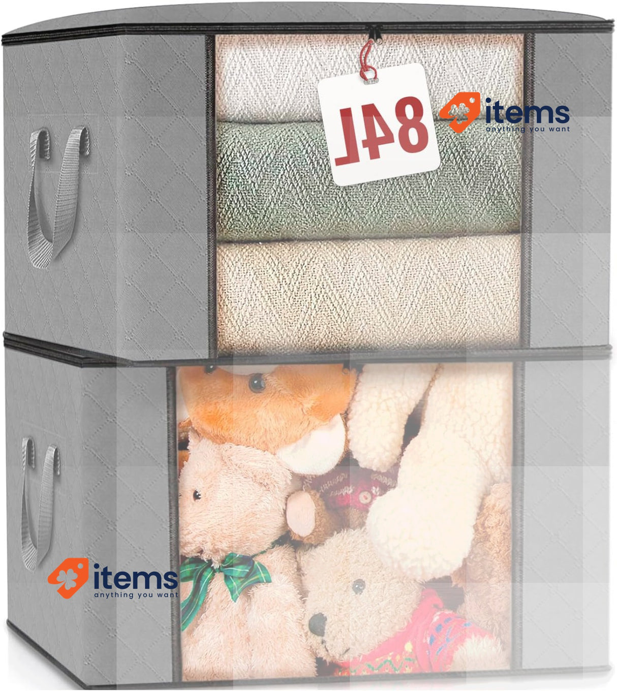 edihome Clothes Storage Bag, 2 pieces, Wardrobe Organiser w/ Reinforced Handles