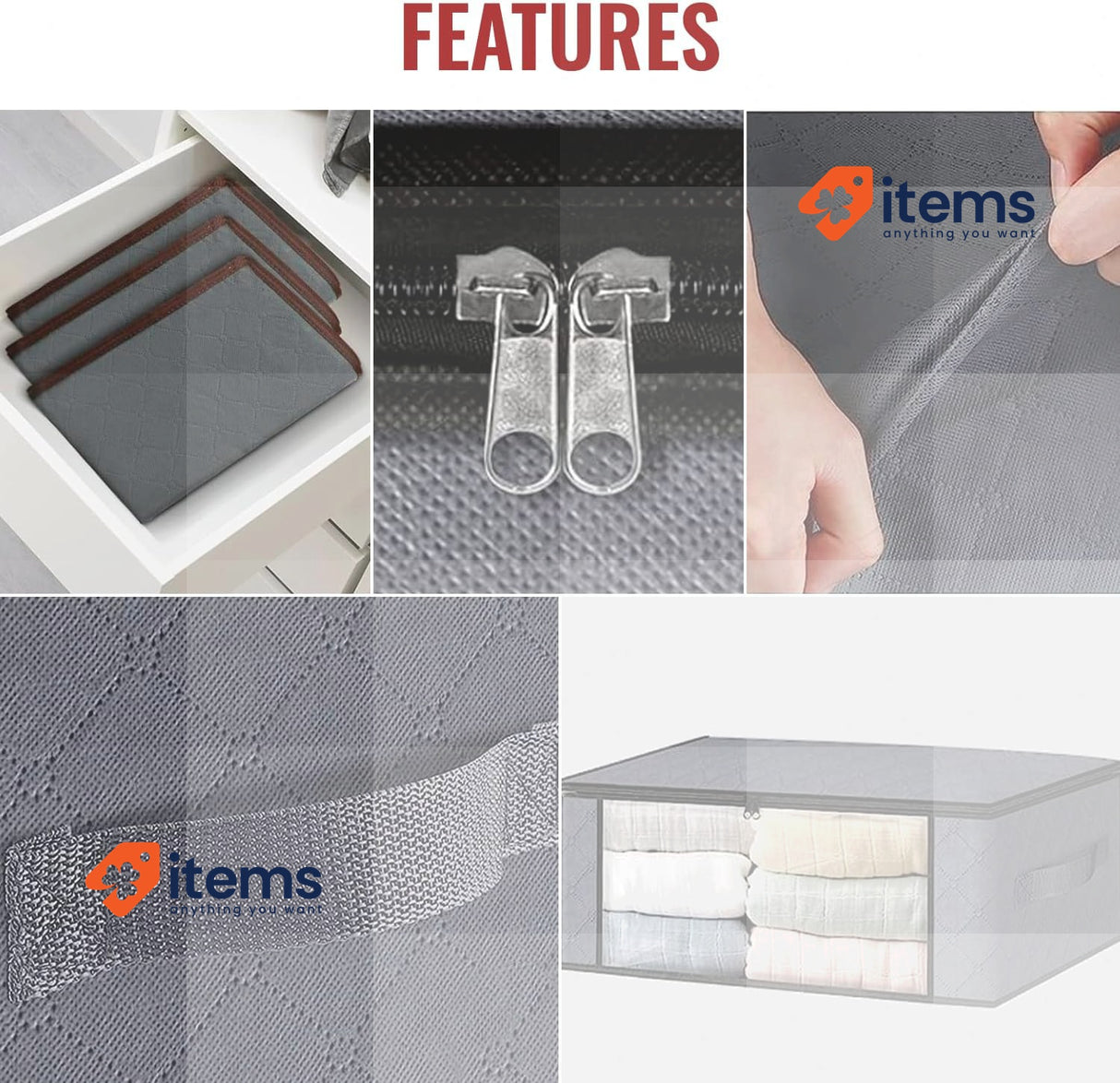 edihome Clothes Storage Bag, 2 pieces, Wardrobe Organiser w/ Reinforced Handles