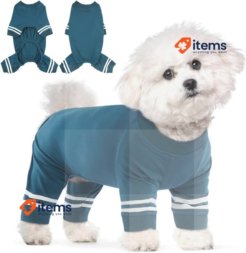 Katzinst Dog Pajamas for Small Dogs, Blue, Soft Breathable Fabric, Size Small