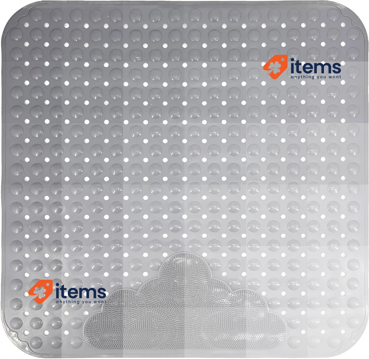 INCETUE Non-Slip Shower Mat, 80 x 80 cm, with Suction Cups, Grey