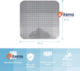 INCETUE Non-Slip Shower Mat, 80 x 80 cm, with Suction Cups, Grey