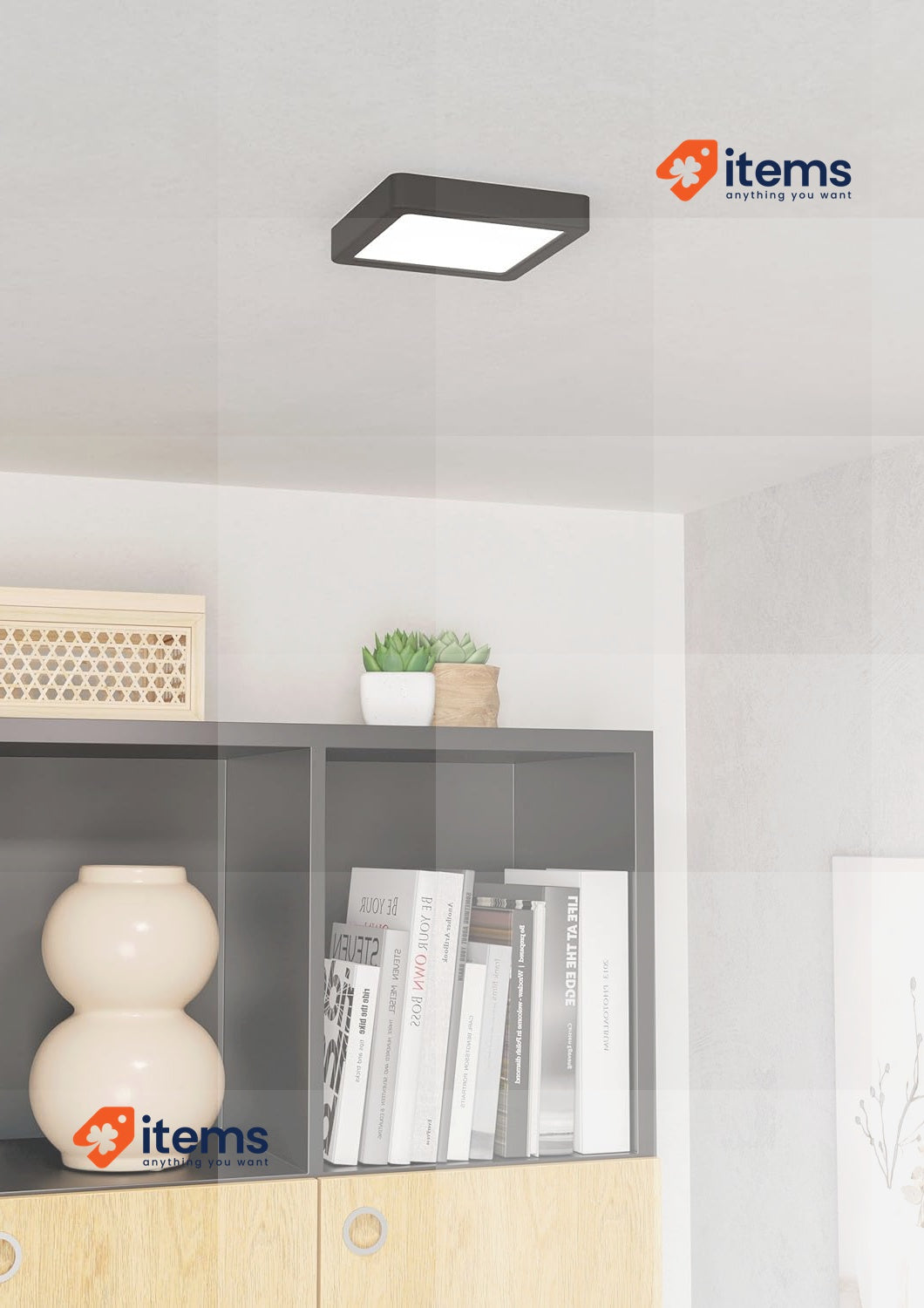 EGLO LED Ceiling Light Fueva 6 Square Ceiling Lamp Warm White-Cool White 15x15