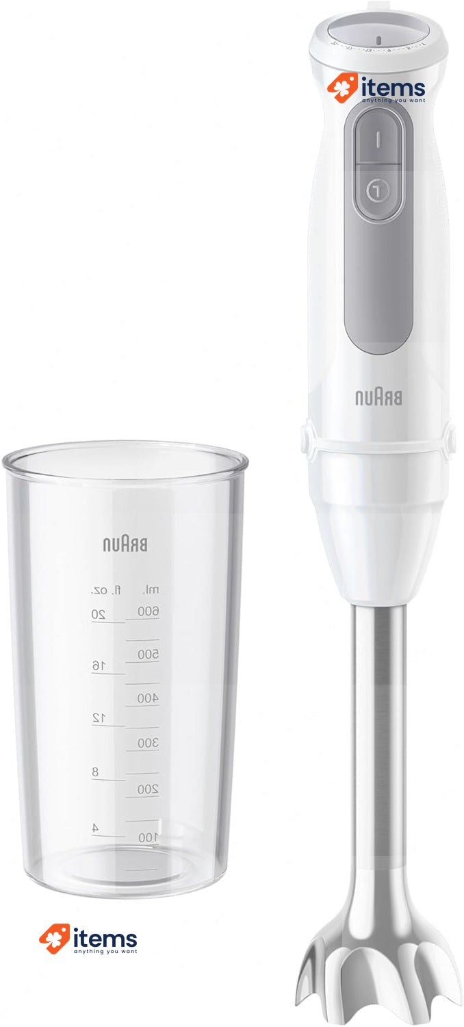Braun MultiQuick 5 MQ 50.001 M, 21 Speed Wheel+Turbo, Beaker 600 ml 1000W,White