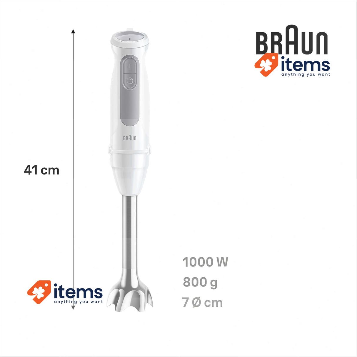 Braun MultiQuick 5 MQ 50.001 M, 21 Speed Wheel+Turbo, Beaker 600 ml 1000W,White