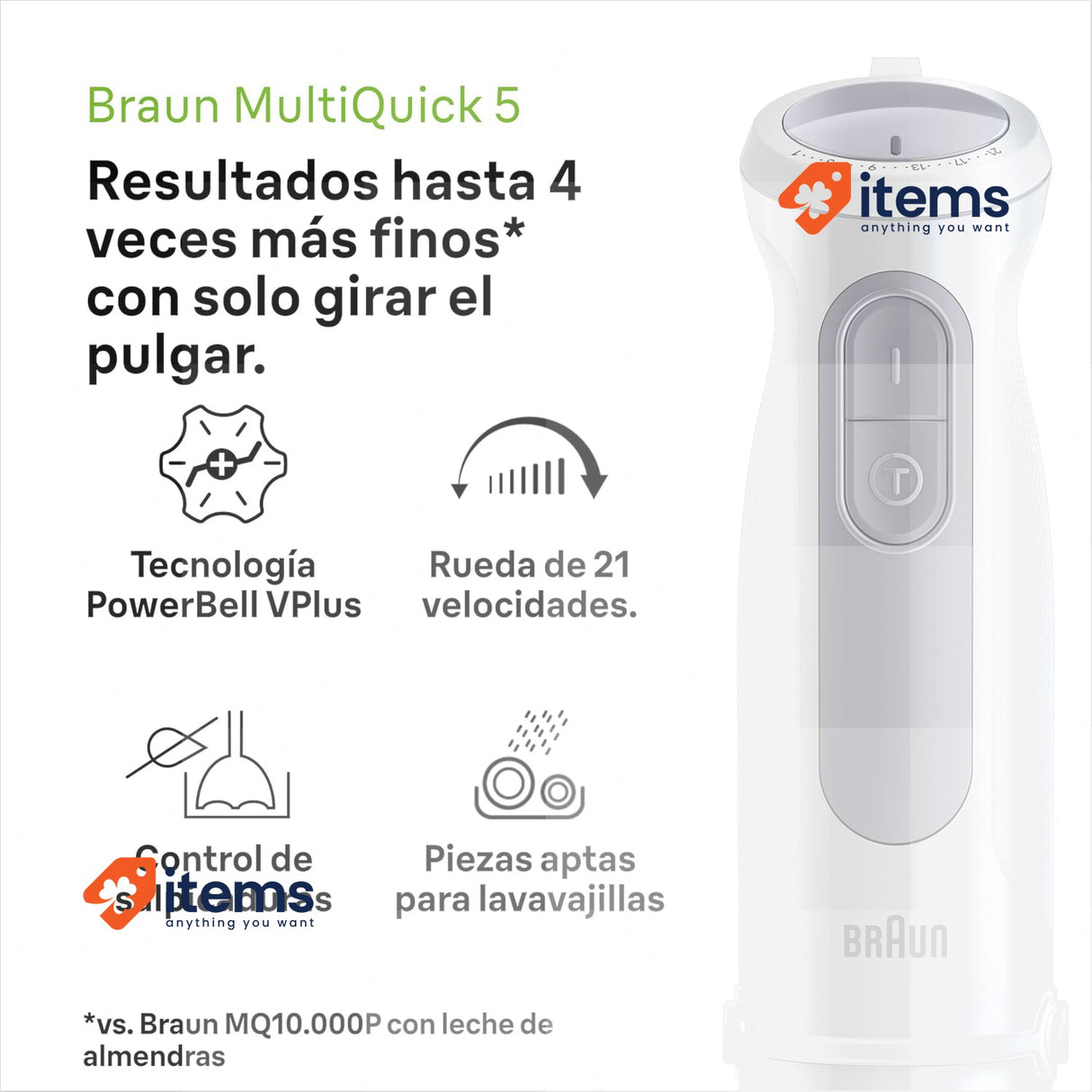 Braun MultiQuick 5 MQ 50.001 M, 21 Speed Wheel+Turbo, Beaker 600 ml 1000W,White