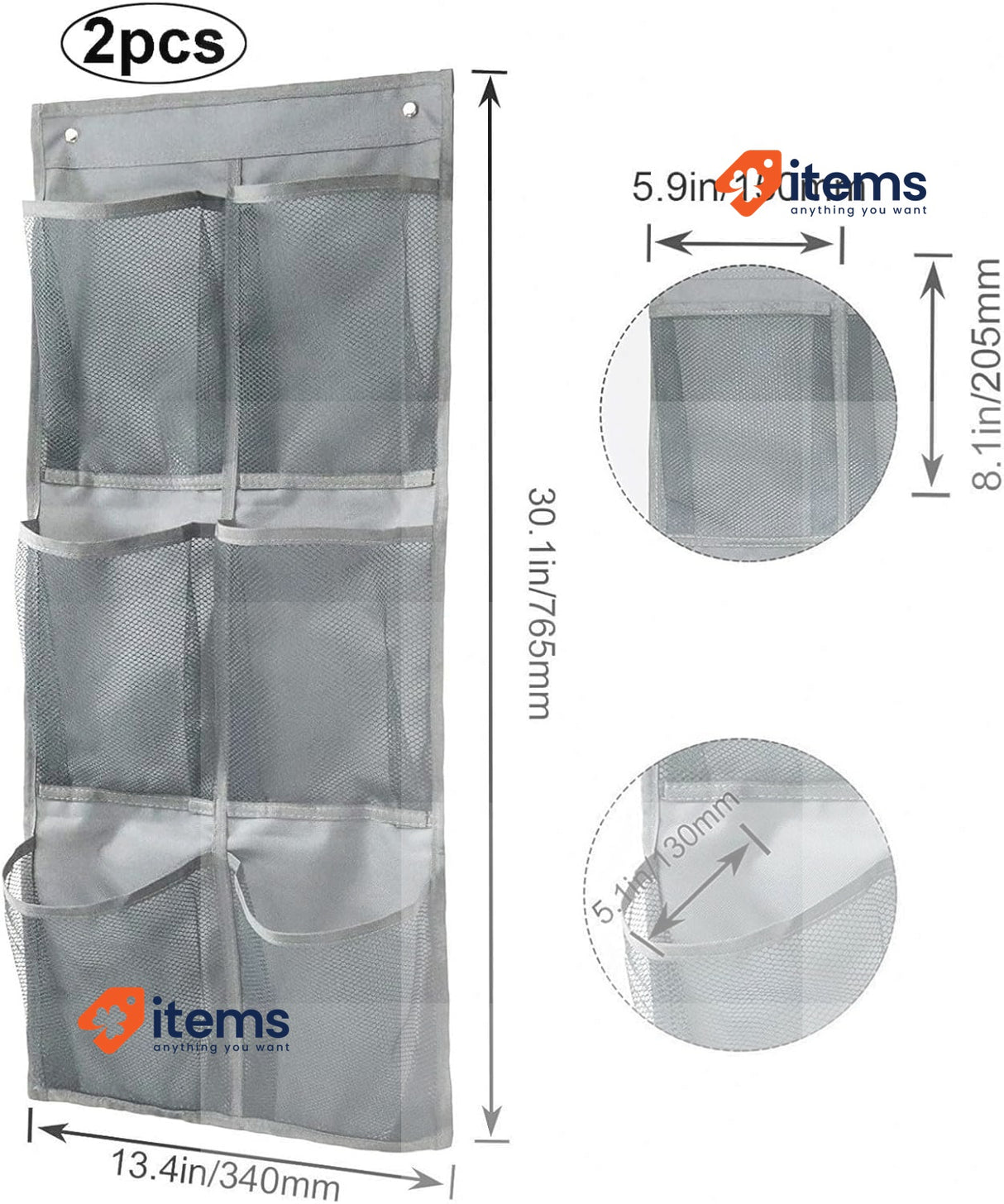 ZHYUAN Pack of 2 Over the Door Organiser for Shoes with 6 Pockets Shoe Storage
