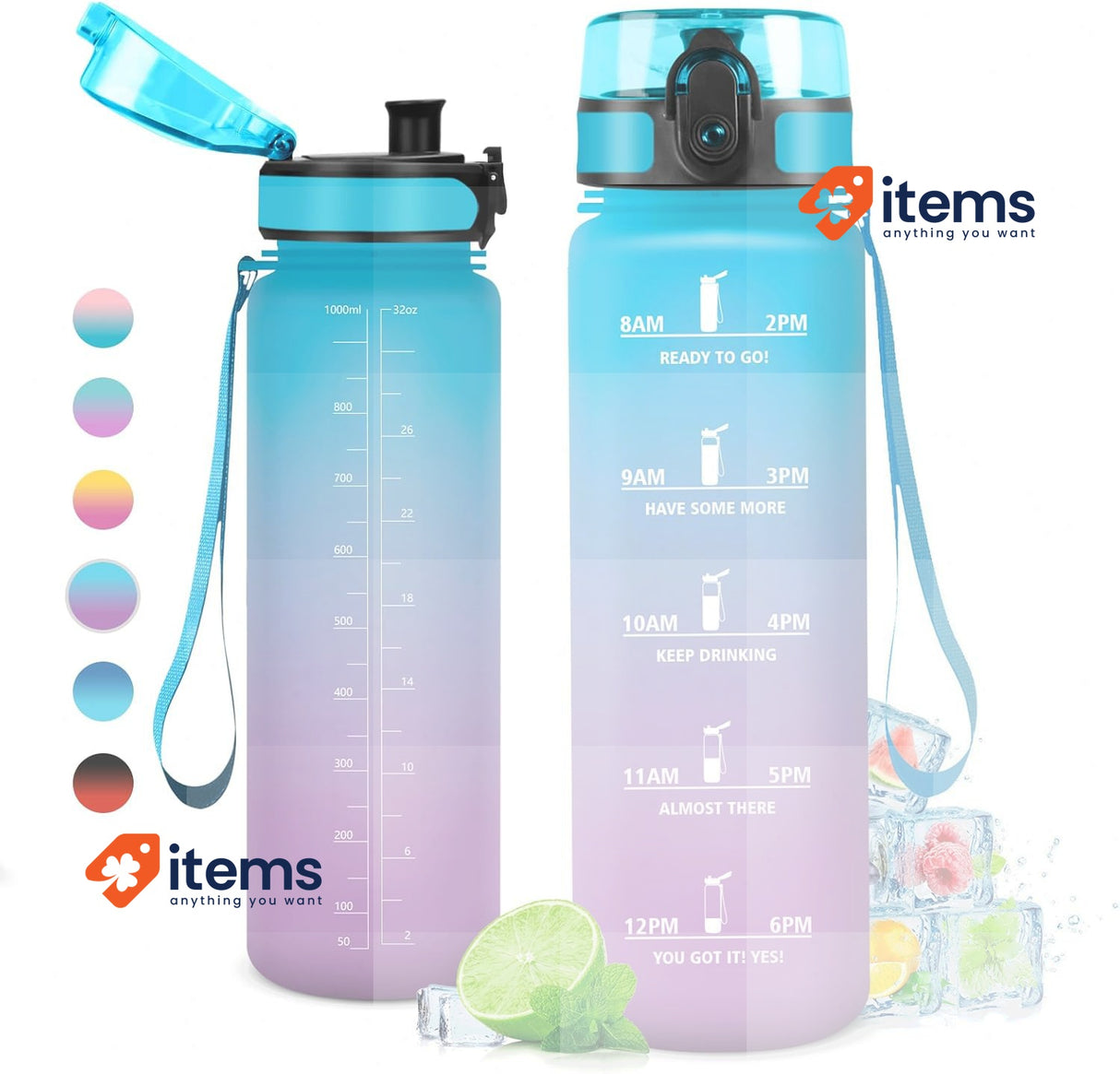 KollyKolla Gourde Sport 1L, Waterproof and Reusable, Gourde, Water bottle 1