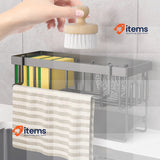 Koolkasa Sink Caddy Sponge Holder with Self Draining Tray Black Kitchen Hanger
