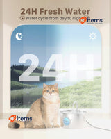 GIOTOHUN Stainless Steel Cat Fountain Automatic Cat Water Fountain 2.2L Cat Cats