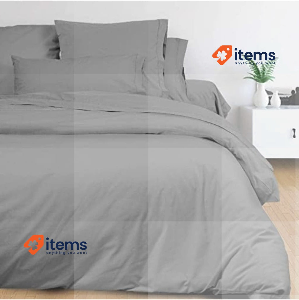Soleil d Ocre Percale 280 x 240 cm Poly Cotton Duvet Cover, Grey Soleil d'ocre