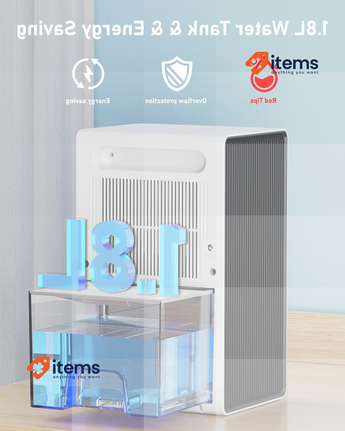 KIMBONNI 1800ml Air Dehumidifier Electric Air Dehumidifier 48W White