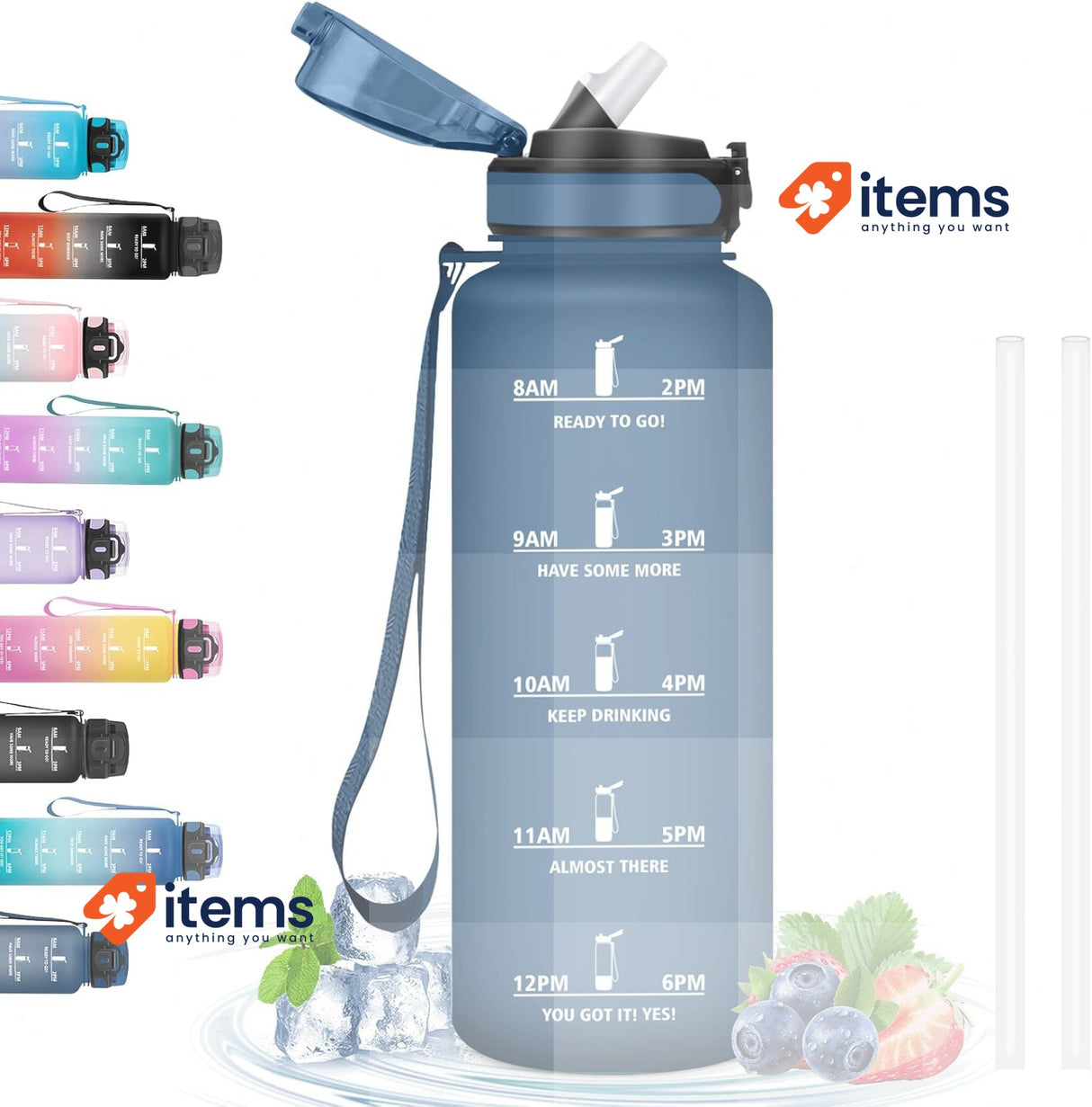 Grsta Water Bottle 1.5 Litre Water Bottle with Straw Leakless Water