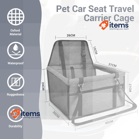 CIMOYBAI Extra Stable Dog Car Seat Breathable Foldable Dark Grey, Large Back