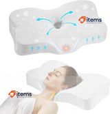 JIREST Double Core Sleeping Neck Care Pillow Soft Support Memory Foam Grey
