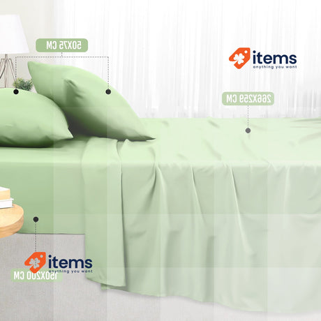 Utopia Bedding Sheet Set King 4 Piece Fitted Sheet 2 Pillow Cases Colour Sage
