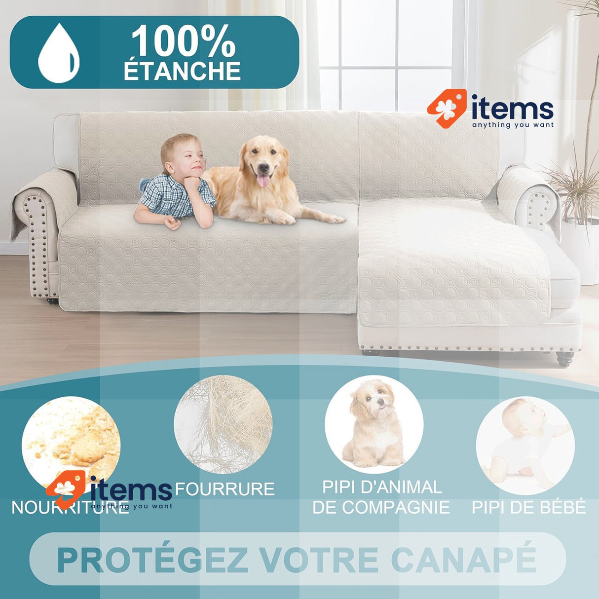 BellaHills 1 Seater Sofa Cover 3 Seater Sofa Cover with Armrests Ivory White