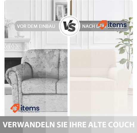 BellaHills Stretch Sofa Cover 2 Seater 135-165cm Protector Non-Slip Natural Dogs