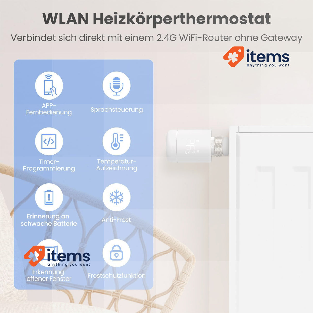 MIYOUKE AVATTO WiFi Radiator Thermostat, Smart Programmable Thermostat Heating