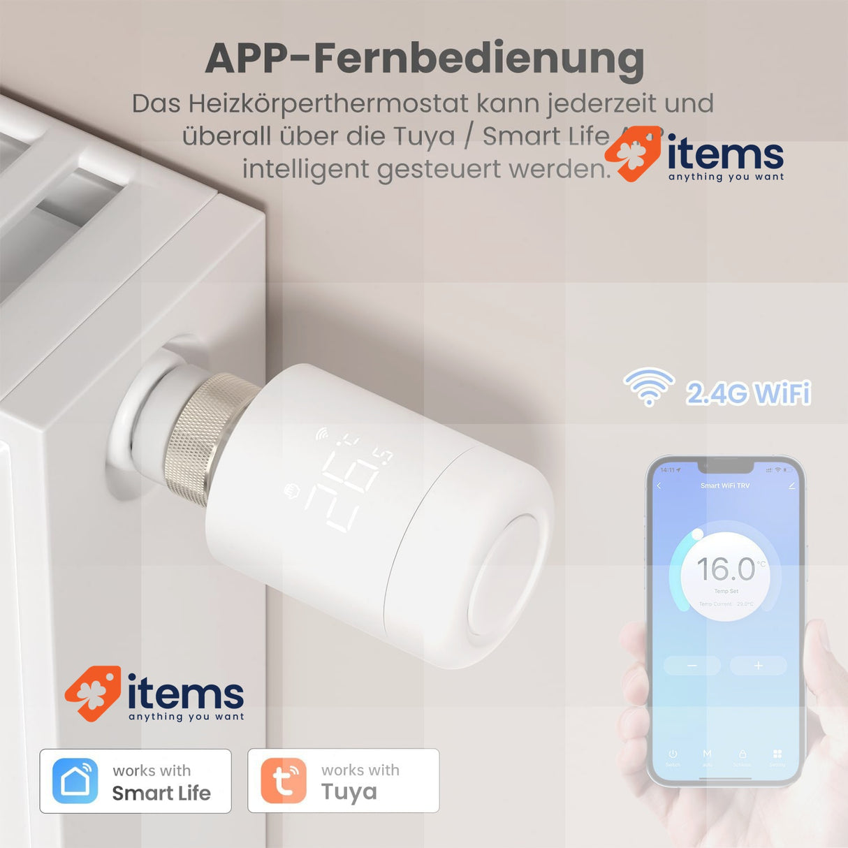 MIYOUKE AVATTO WiFi Radiator Thermostat, Smart Programmable Thermostat Heating
