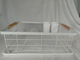 Amig Dish Rack 42 x 31.5 x 15 cm Steel with Wooden Handle White Cutlery Holder
