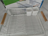 Amig Dish Rack 42 x 31.5 x 15 cm Steel with Wooden Handle White Cutlery Holder