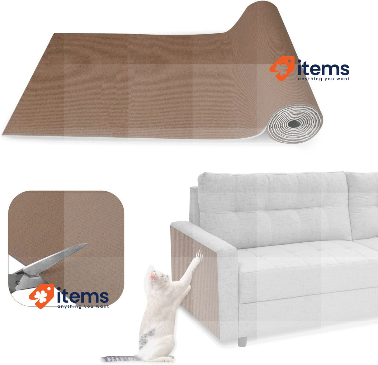 SDLDEER Cat Scratching Mat, 40 X 200 Cm Self Adhesive Scratch Mat Brown Climbing