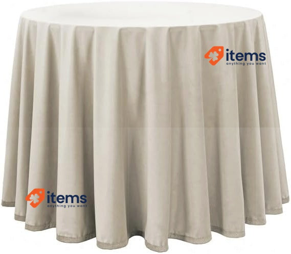 Martina Home Camilla Velvet 100 Round Ecru Table Cloth/Skirt Extra Soft Fabric