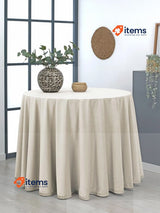 Martina Home Camilla Velvet 100 Round Ecru Table Cloth/Skirt Extra Soft Fabric