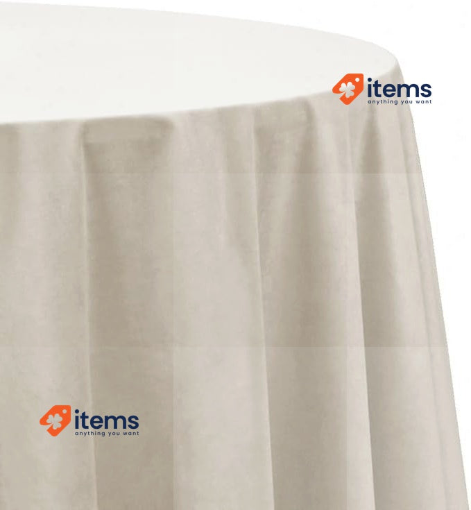 Martina Home Camilla Velvet 100 Round Ecru Table Cloth/Skirt Extra Soft Fabric