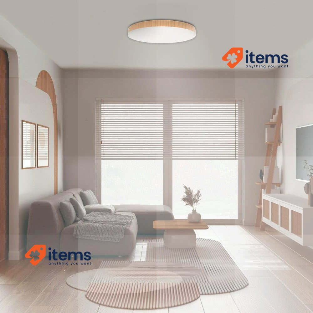 M Ledme Neox 24W LED Wood Ceiling Light, CCT Colour Temperature 300mm Diameter