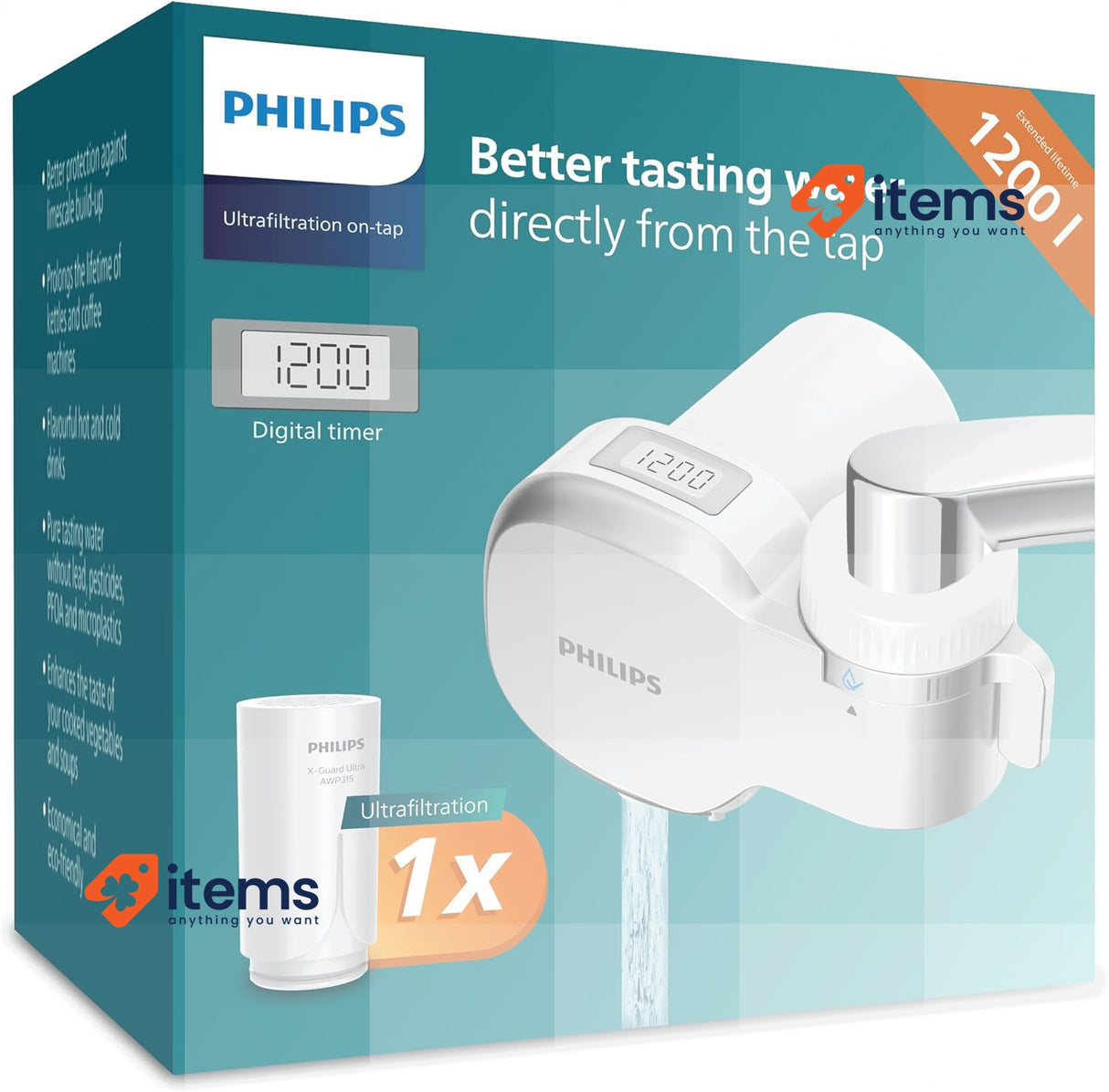 Philips Water Ontap Filter Ultra Filtration 1000L Capacity wuith 1 Filter 1200 L