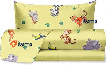 hermet Jolly Jungle Single Duvet Cover Set 100% Cotton Top Sheet Fitted Sheet